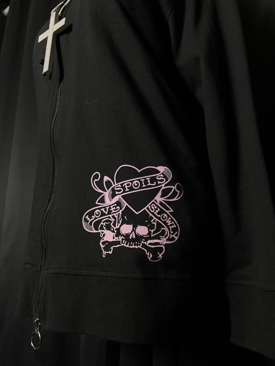 JPN 펑크 블랙 핑크 레터링 후드집업 상품이미지5