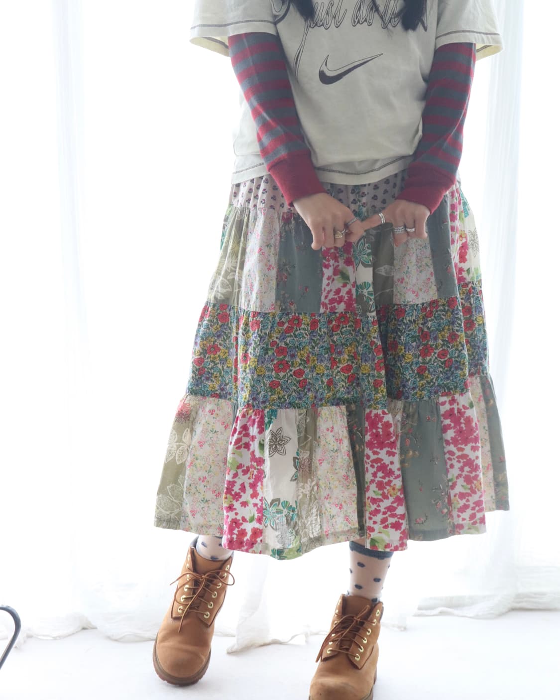 [Beams Boy] Patchwork Floral Skirt 상품이미지3