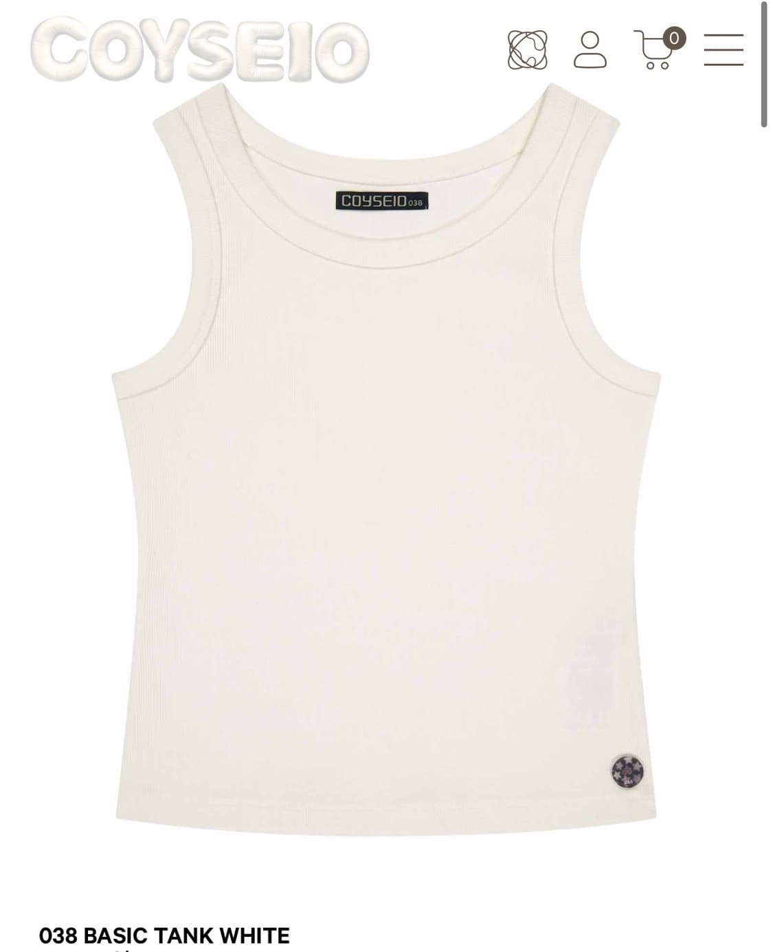 코이세이오038) 038 BASIC TANK WHITE 상품이미지1