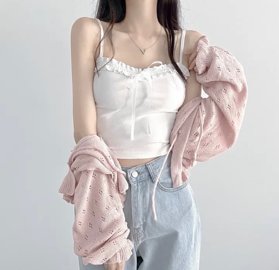 리본 민소매 나시티 y2k 발레코어 (새상품) 상품이미지1