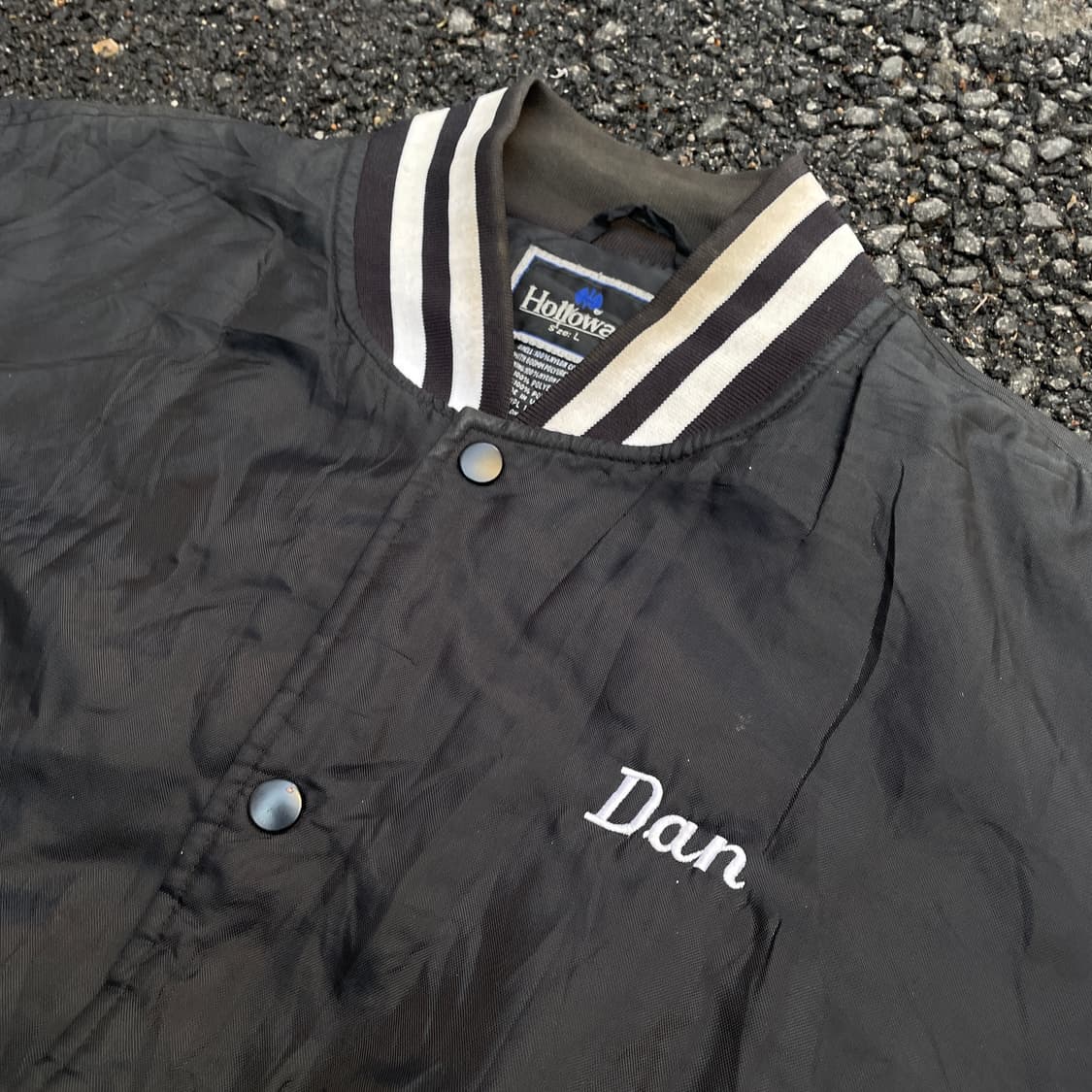 90s HOLLOWAY 사틴 올드스쿨 점퍼 바시티 자켓 XL 상품이미지5