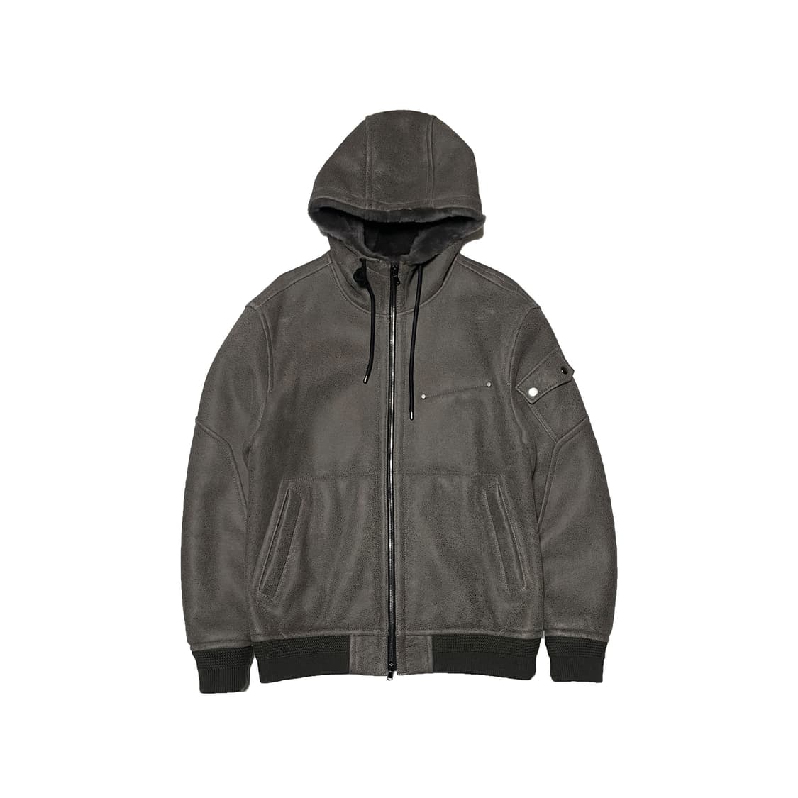 알레그리 무톤 레더 후드 집업 무스탕 상품이미지1