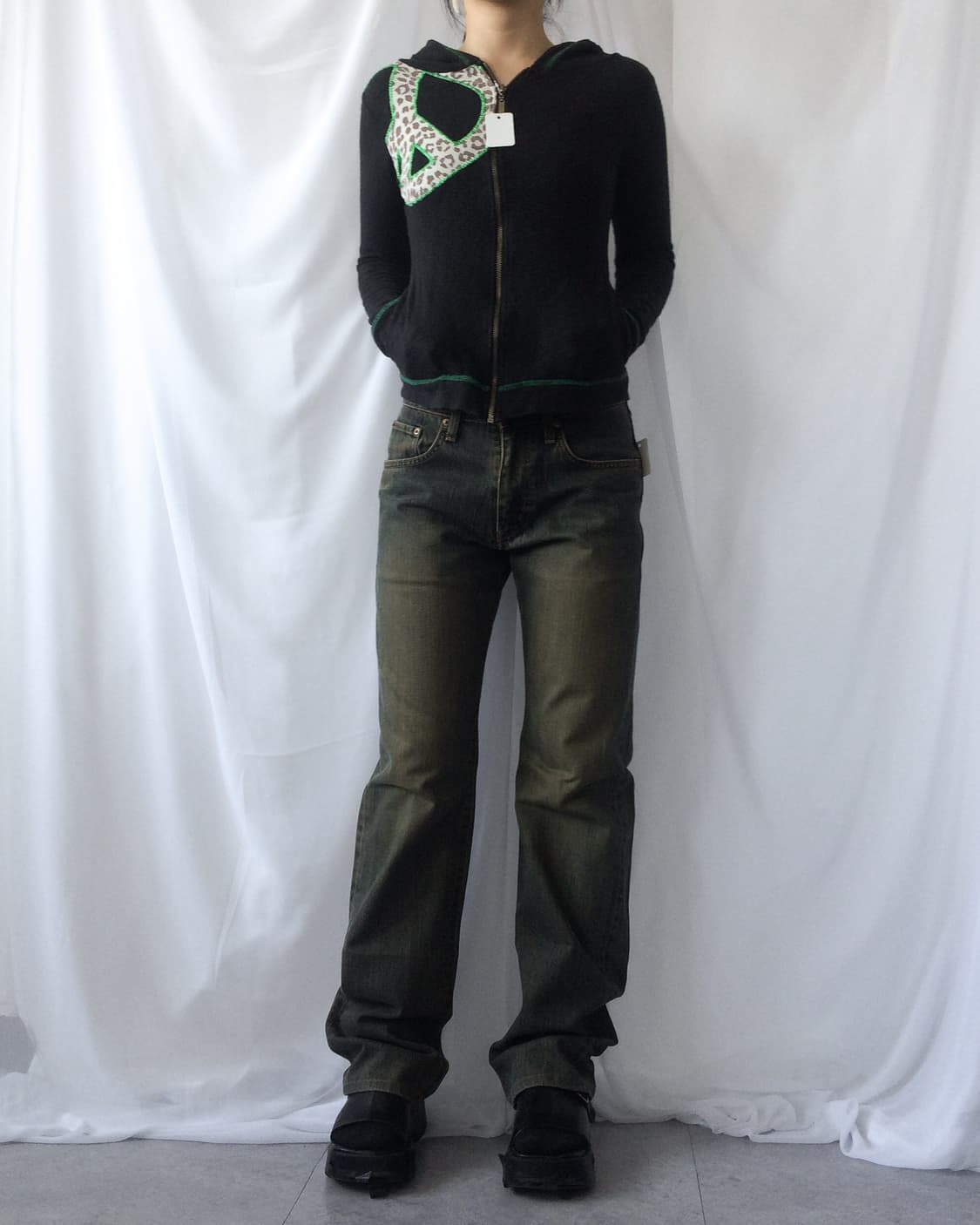 Stitch patch point hood zip up 상품이미지8