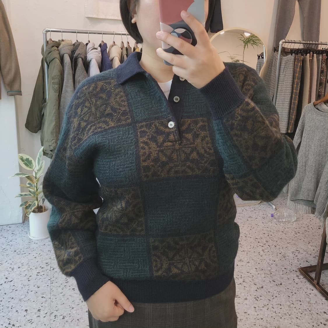 UomoKOSUGI 패턴 울 카라니트 L사이즈 상품이미지10