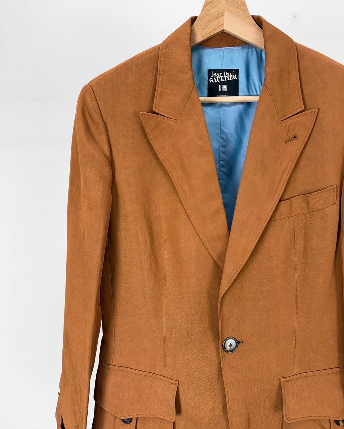 장 폴 고티에 펨므 카멜 싱글 브레스티드 커프스 턱 블레이저 자켓 상품이미지2