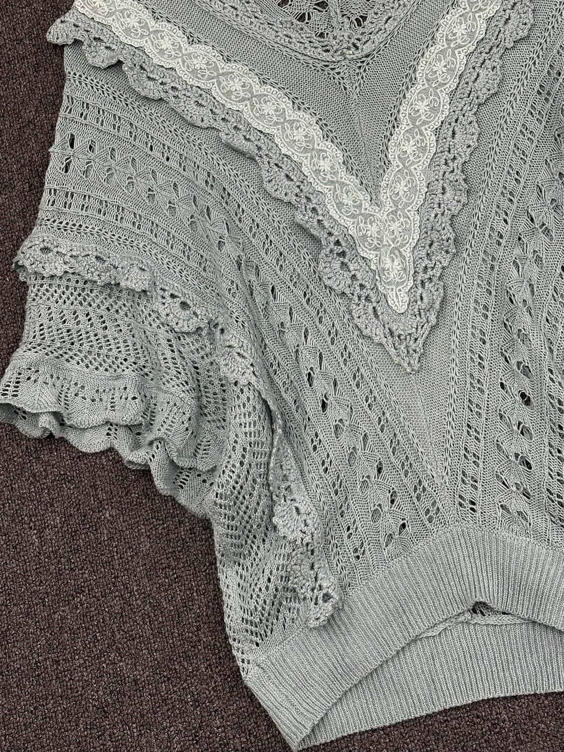 M)Axes Femme vintage 여성 민트 레이스 크로셰 베스트 상품이미지2