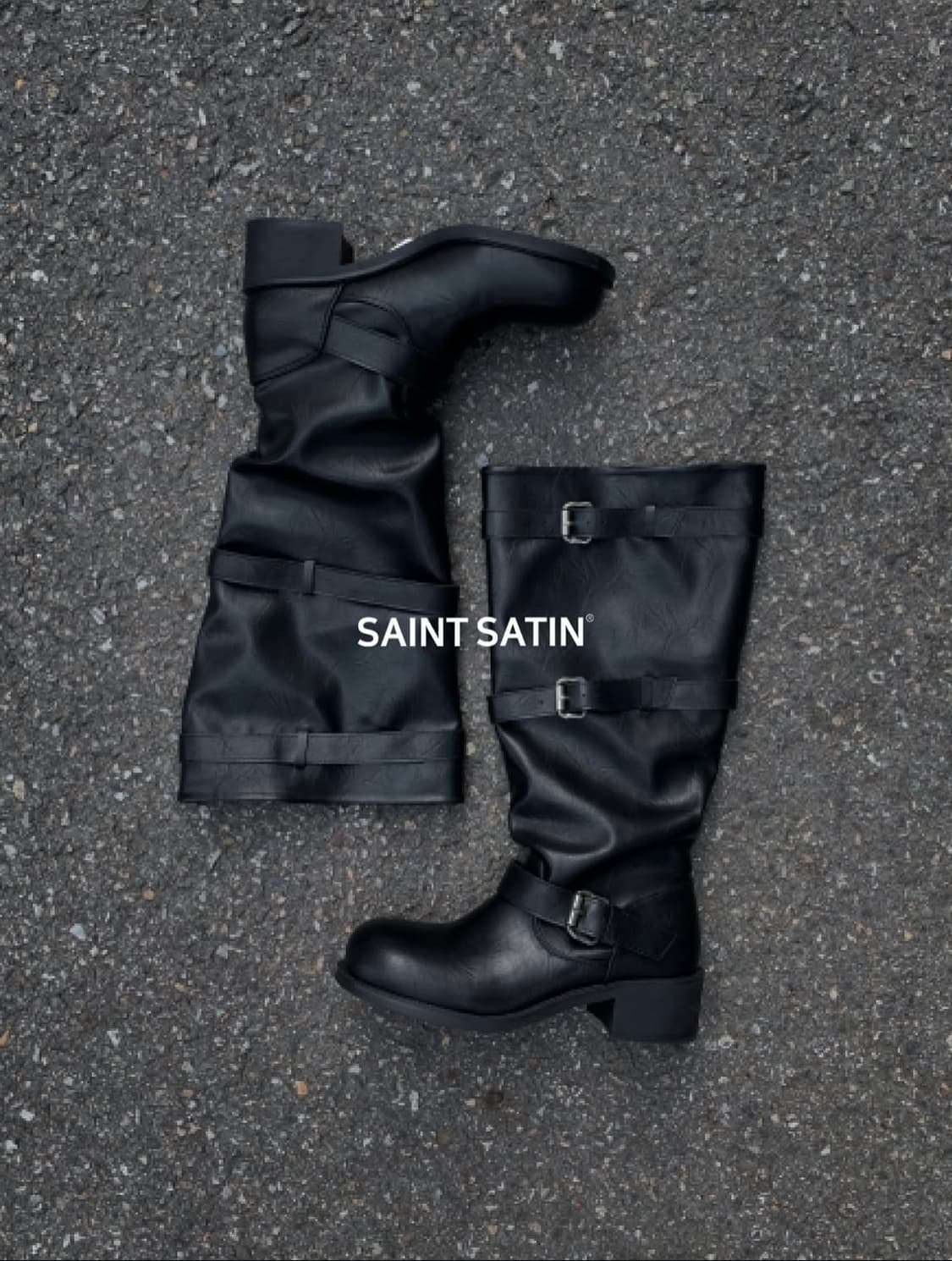 세인트새틴 폴딩 버클 롱 부츠 상품이미지2