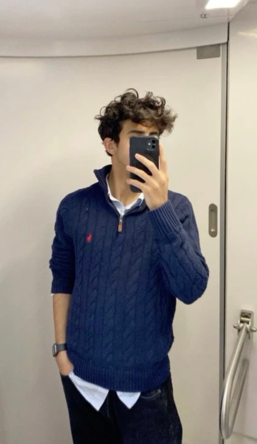 폴로 반집업 니트 네이비 상품이미지1