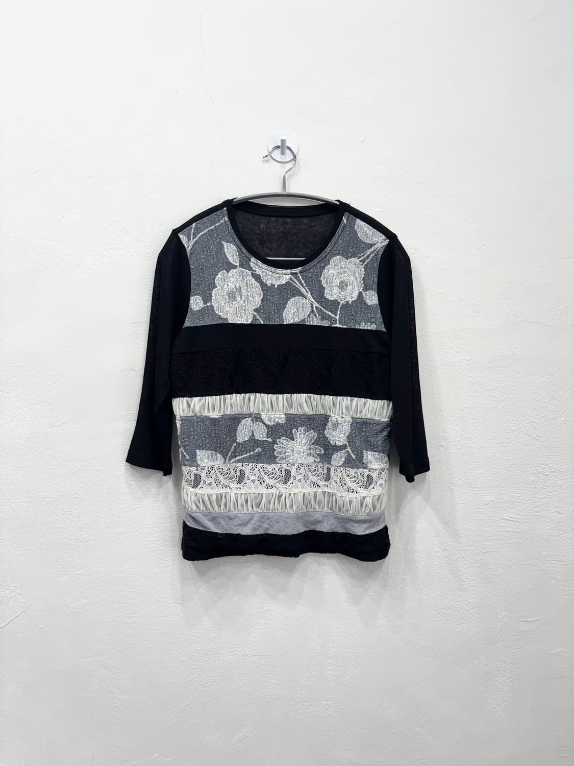 빈티지 7부 소매 매쉬탑 상품이미지1