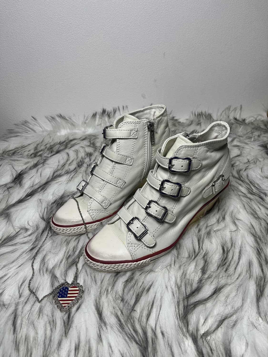 Ash 아쉬 웨지힐 스니커즈 가죽 화이트 상품이미지3