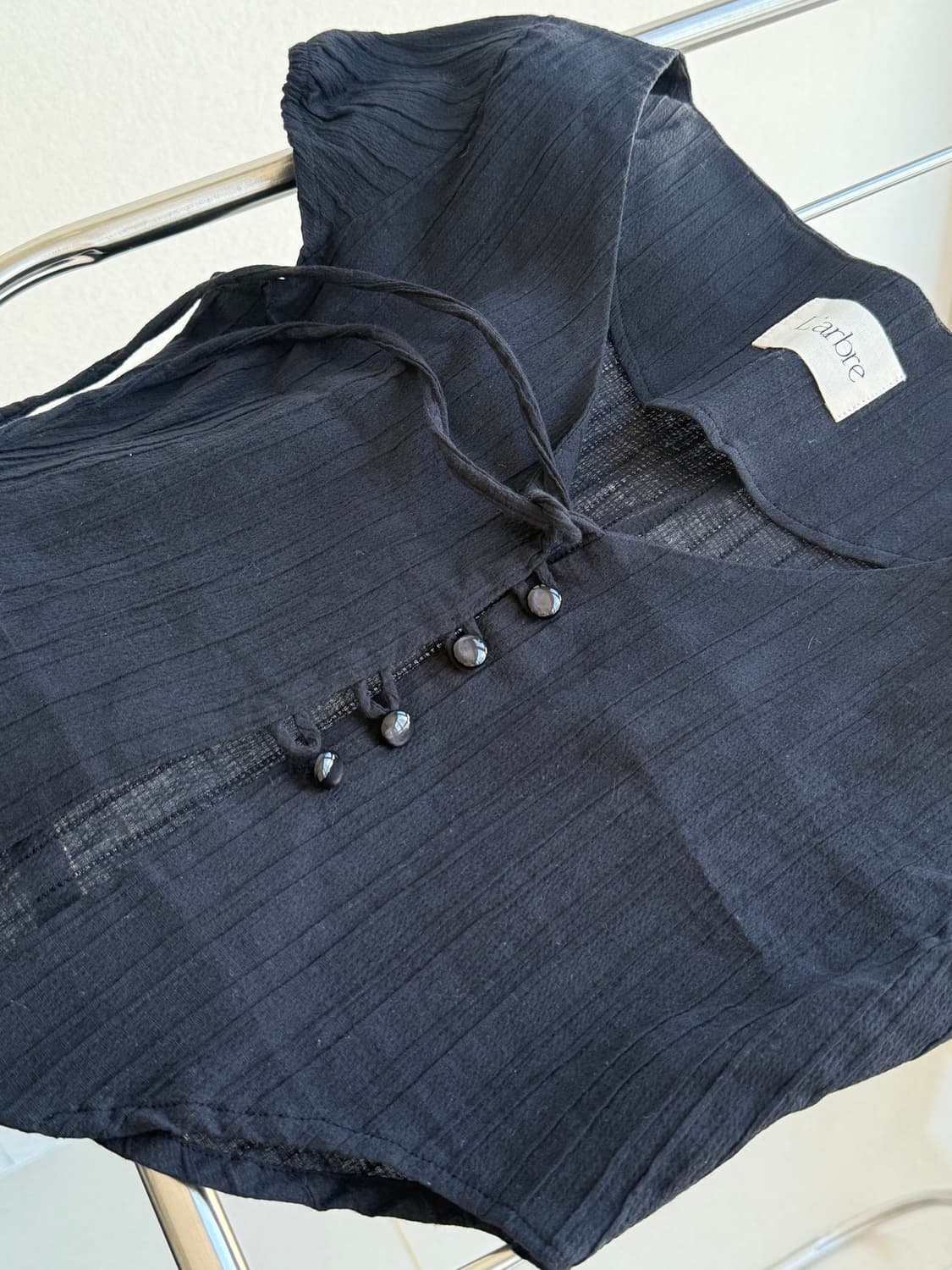 기본 블랙 골지 크롭 반팔 티셔츠 코스 상품이미지3