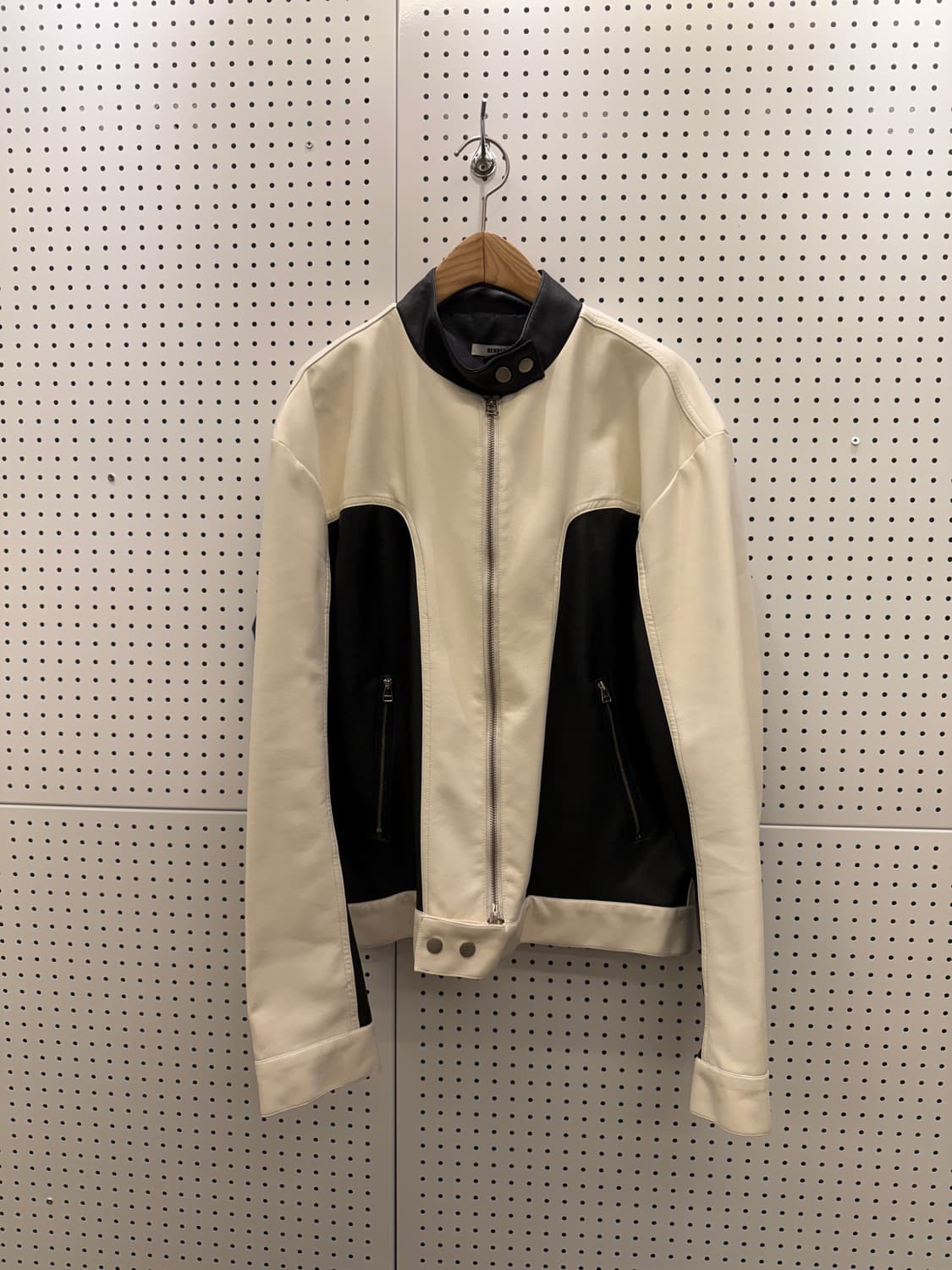 빈티지 투톤 미니멀 레더 자켓 U252 상품이미지2