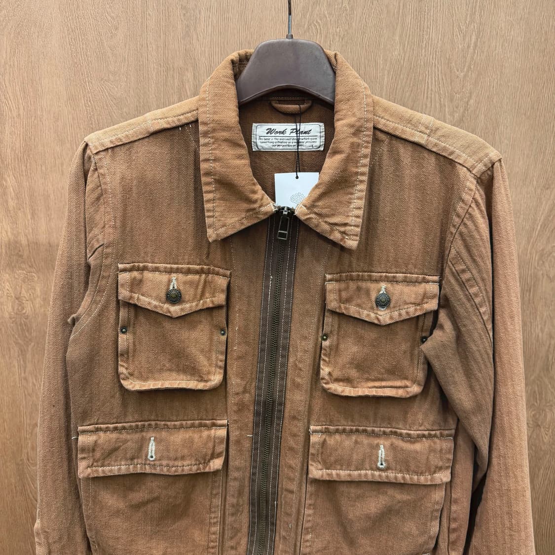 빈티지 코튼 자켓 멀티 플랩 포켓 디테일 레귤러핏 브라운 상품이미지4