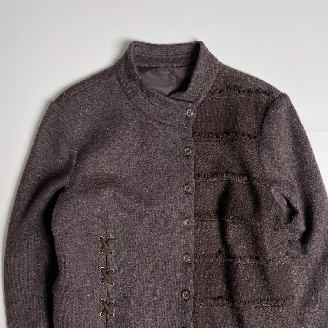 울 블렌드 언밸런스 스텐드넥 자켓 상품이미지2