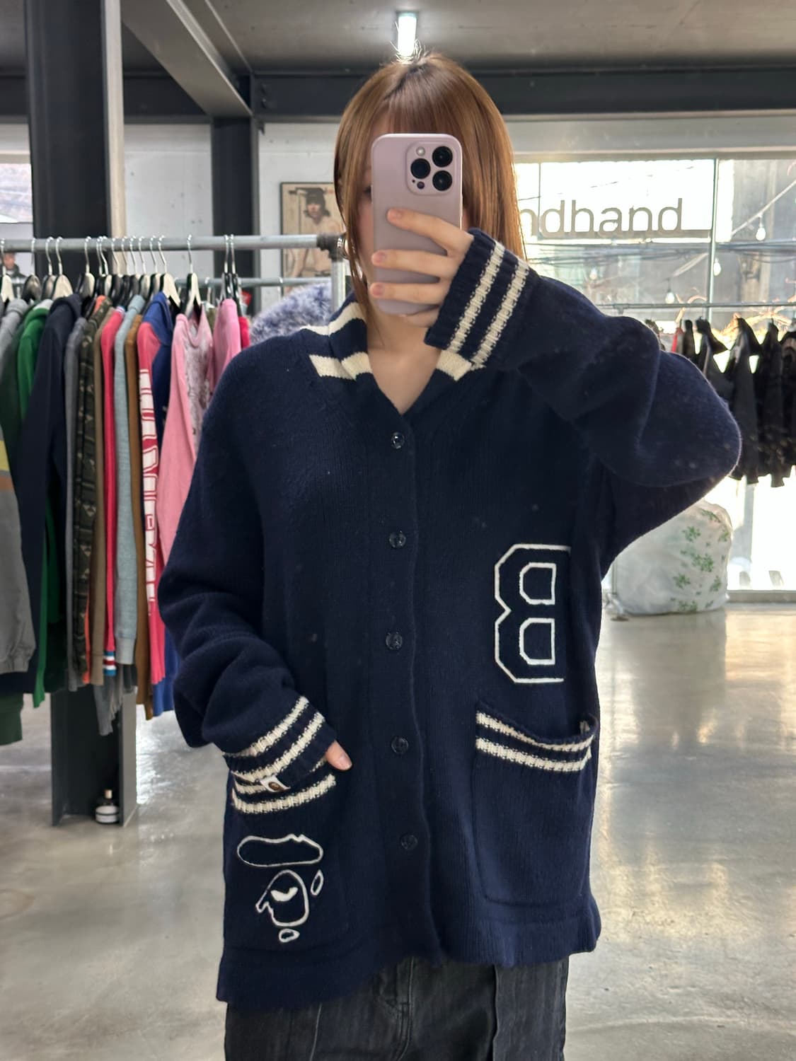 베이프 Gorilla Wool 사루자수 패치울니트가디건 상품이미지2