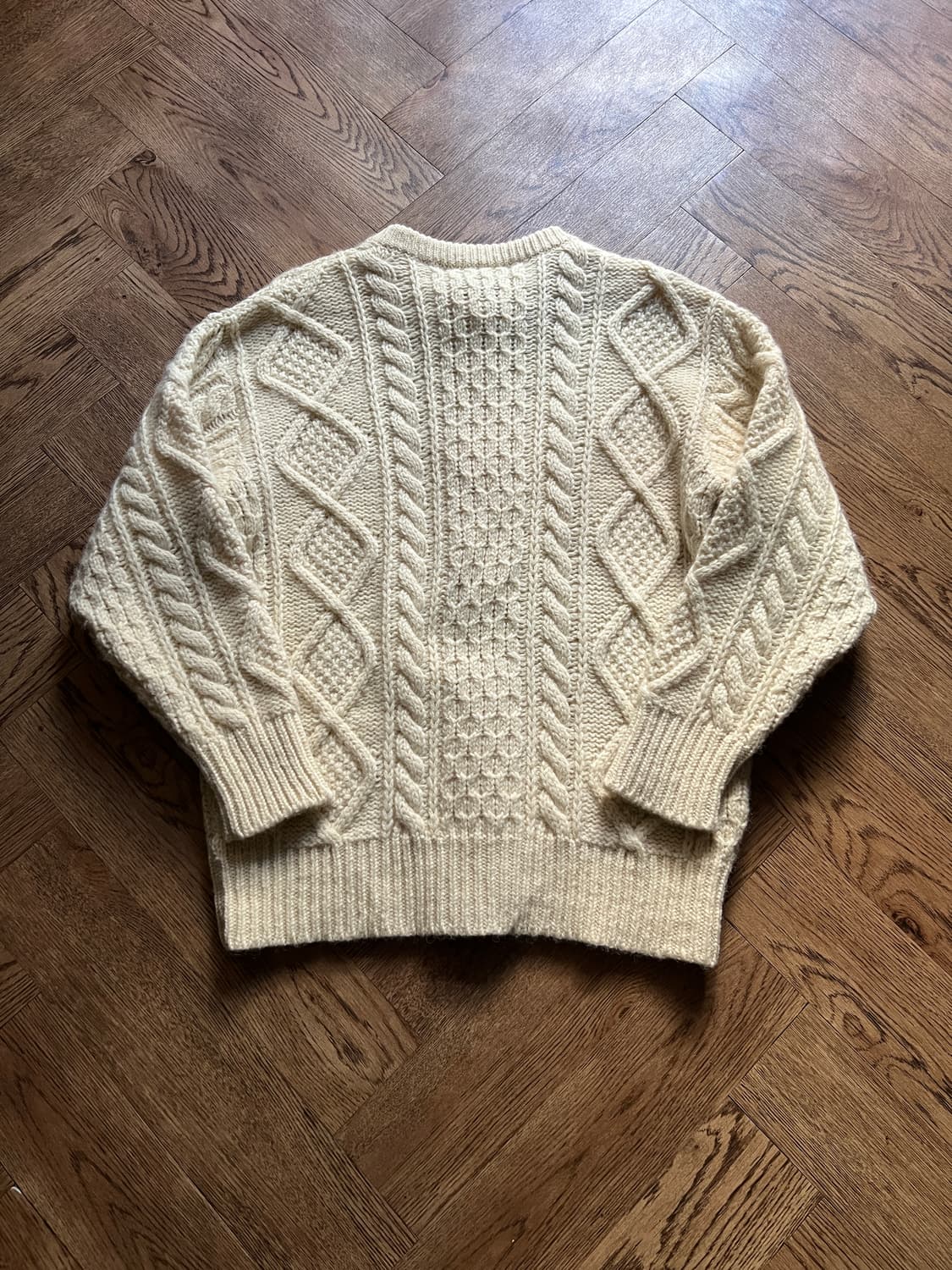 [M]90's 스코틀랜드 핸드메이드 아란 피셔맨 스웨터 가디건 상품이미지6