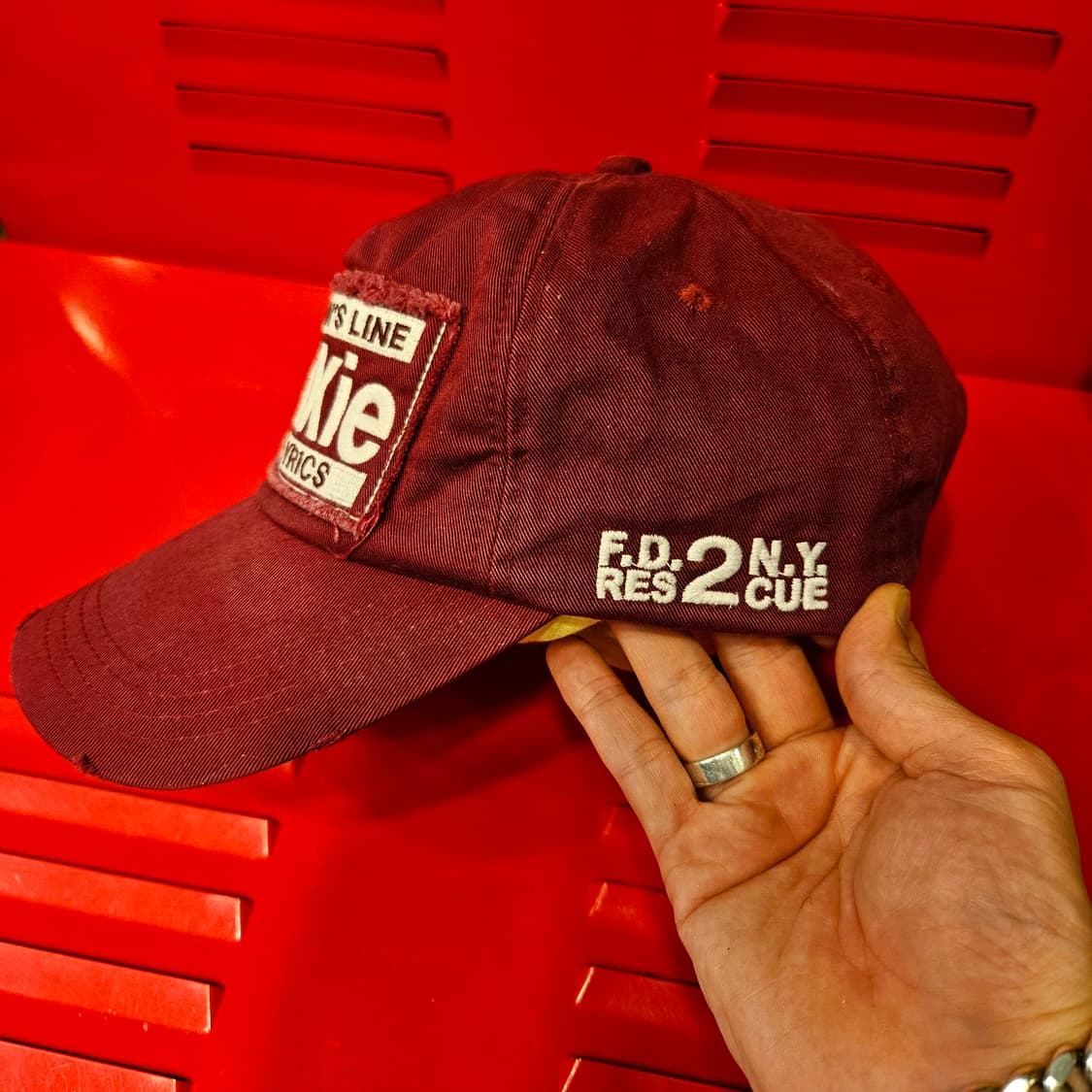 코오롱 청림 90's 빈티지 버건디 패치드 볼캡 상품이미지2