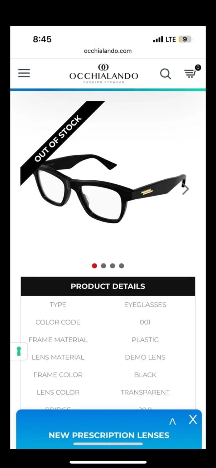 보테가 베네타 안경테 블랙 새상품 BV1120O 상품이미지3