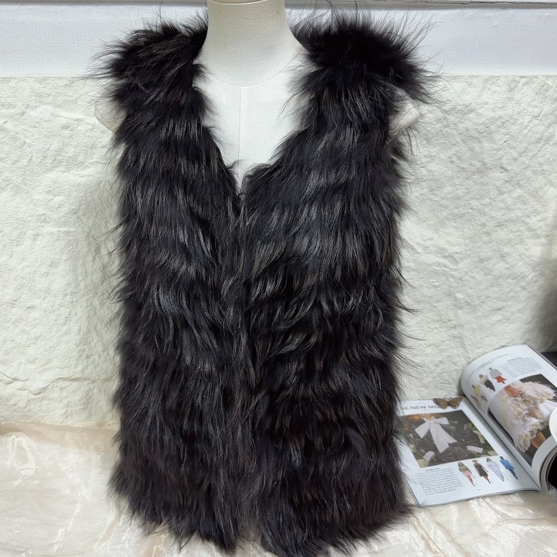 빈티지 Mind bridge 라쿤퍼 차졸 니트 조끼 베스트 상품이미지1