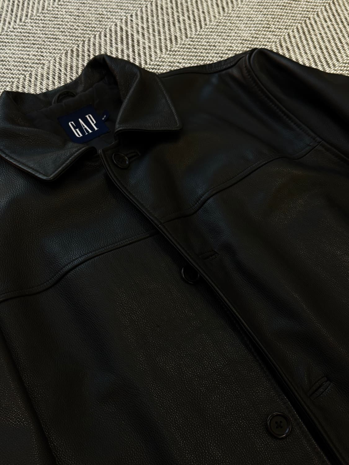 올드 갭 레더 빈티지 카 코트 블랙 M사이즈 상품이미지3