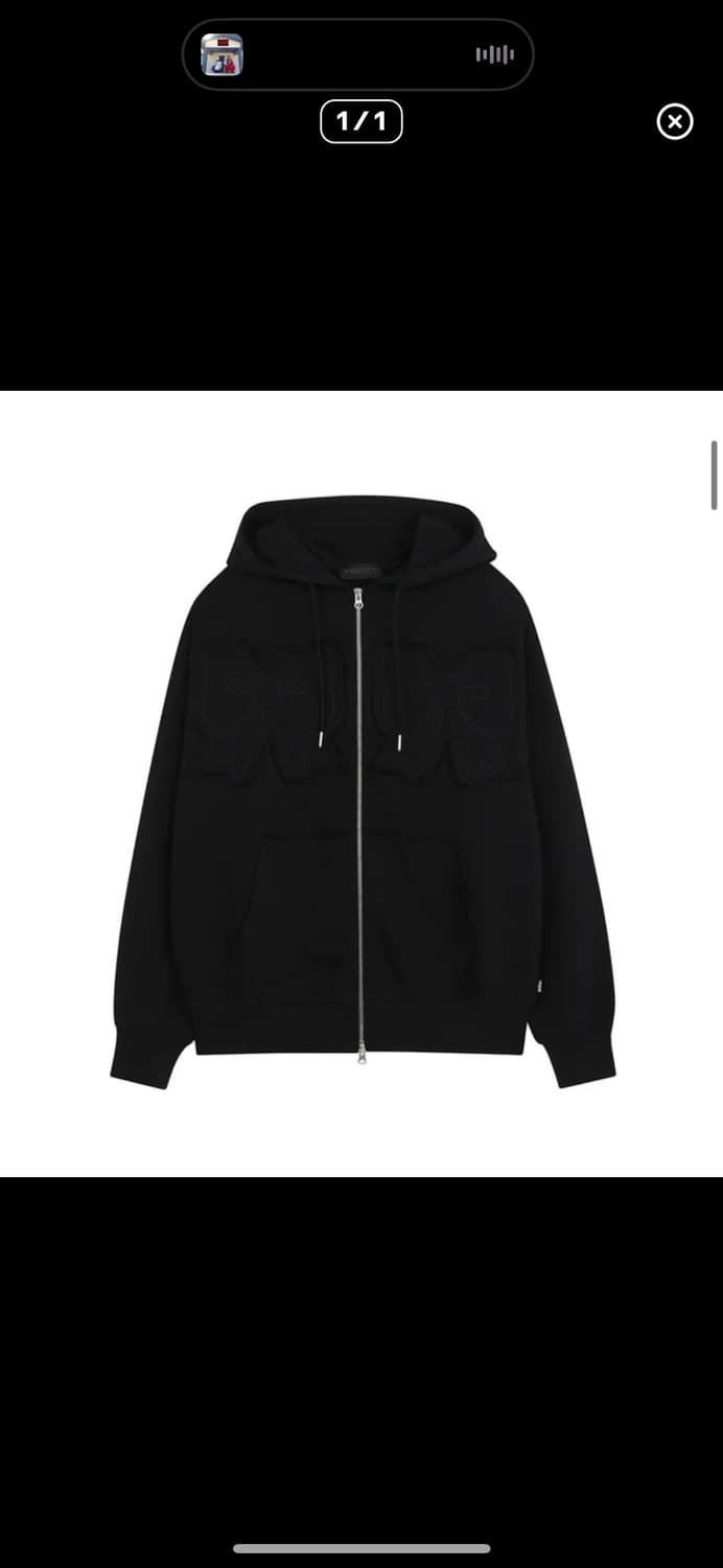 유희 리본 후드집업 블랙 상품이미지1