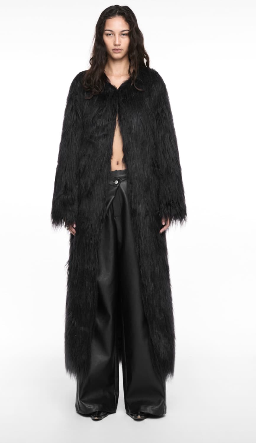  MAXI FAUX FUR COAT BLACK 상품이미지2