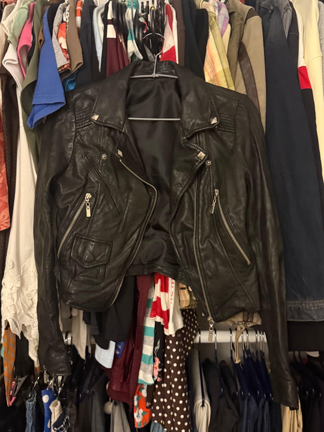 스터드 양가죽 라이더 자켓 상품이미지3