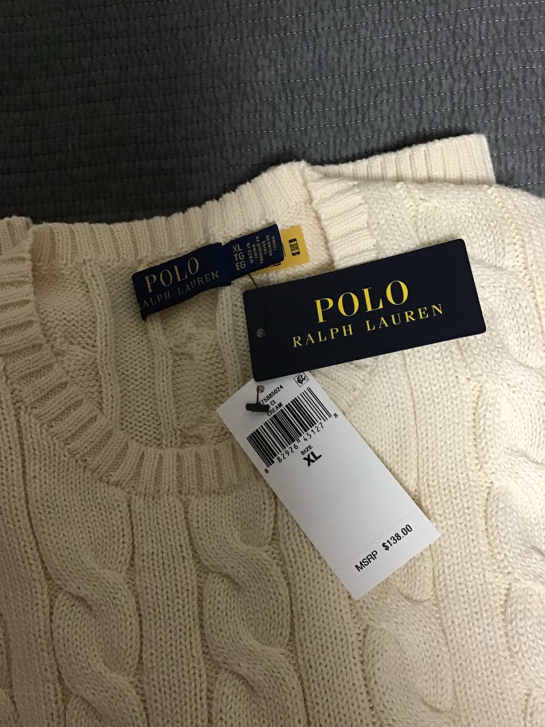 폴로 랄프 로렌 케이블 니트 코튼 스웨터 내추럴 상품이미지4