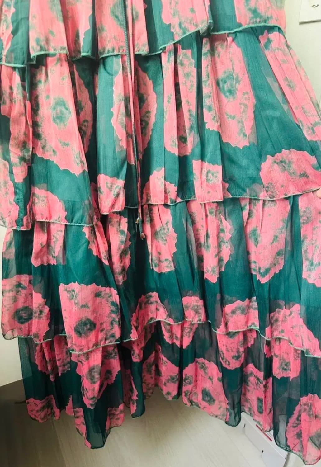 플라워 패턴 롱 원피스 쉬폰 캉캉 원피스 상품이미지9