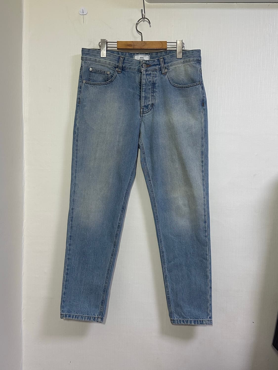 AMI 아미 백 가죽패치 청바지 데님 워싱 진 31(29) 연청 상품이미지2