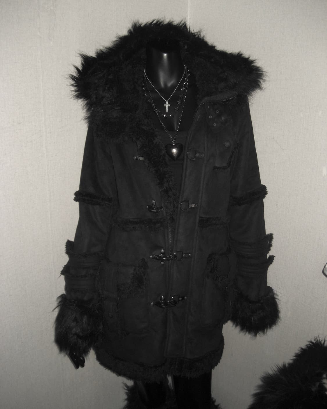 버클 퍼 후드 트리밍 코트 갸루 상품이미지3