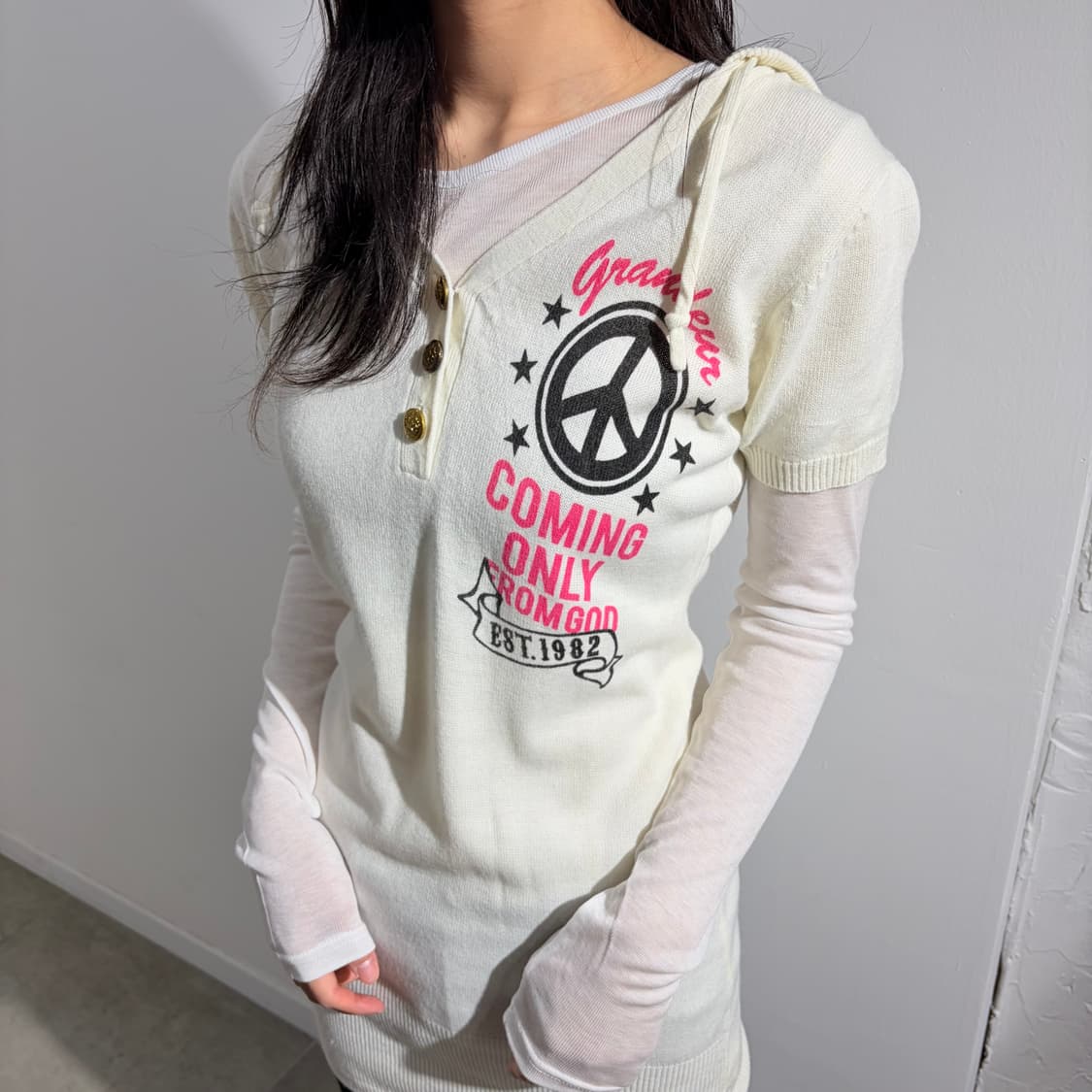 DIG DEEP 디그 딥 갸루 후드 반팔 원피스 상품이미지3