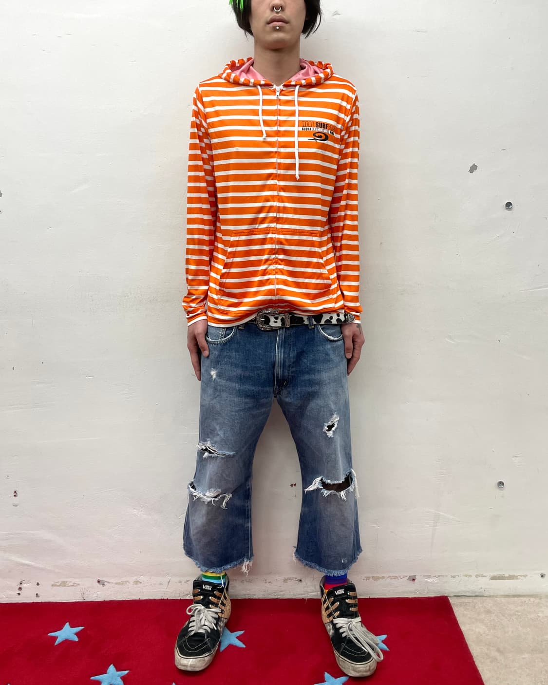 Orange Stripe Hooded Zip-Up 상품이미지5