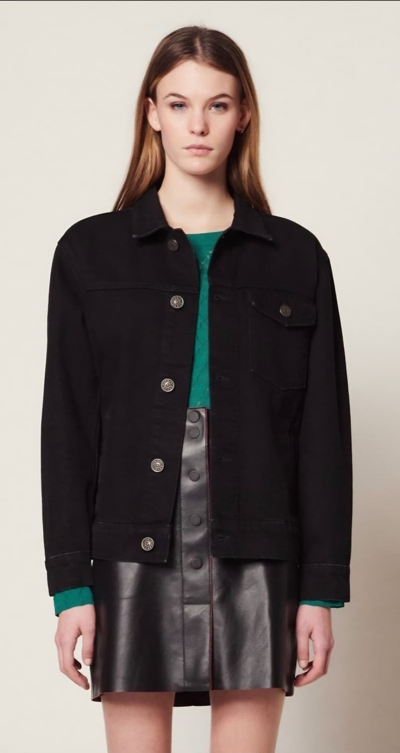 1회착용 산드로 Sandro 월드러버스 자수 데님자켓 상품이미지1