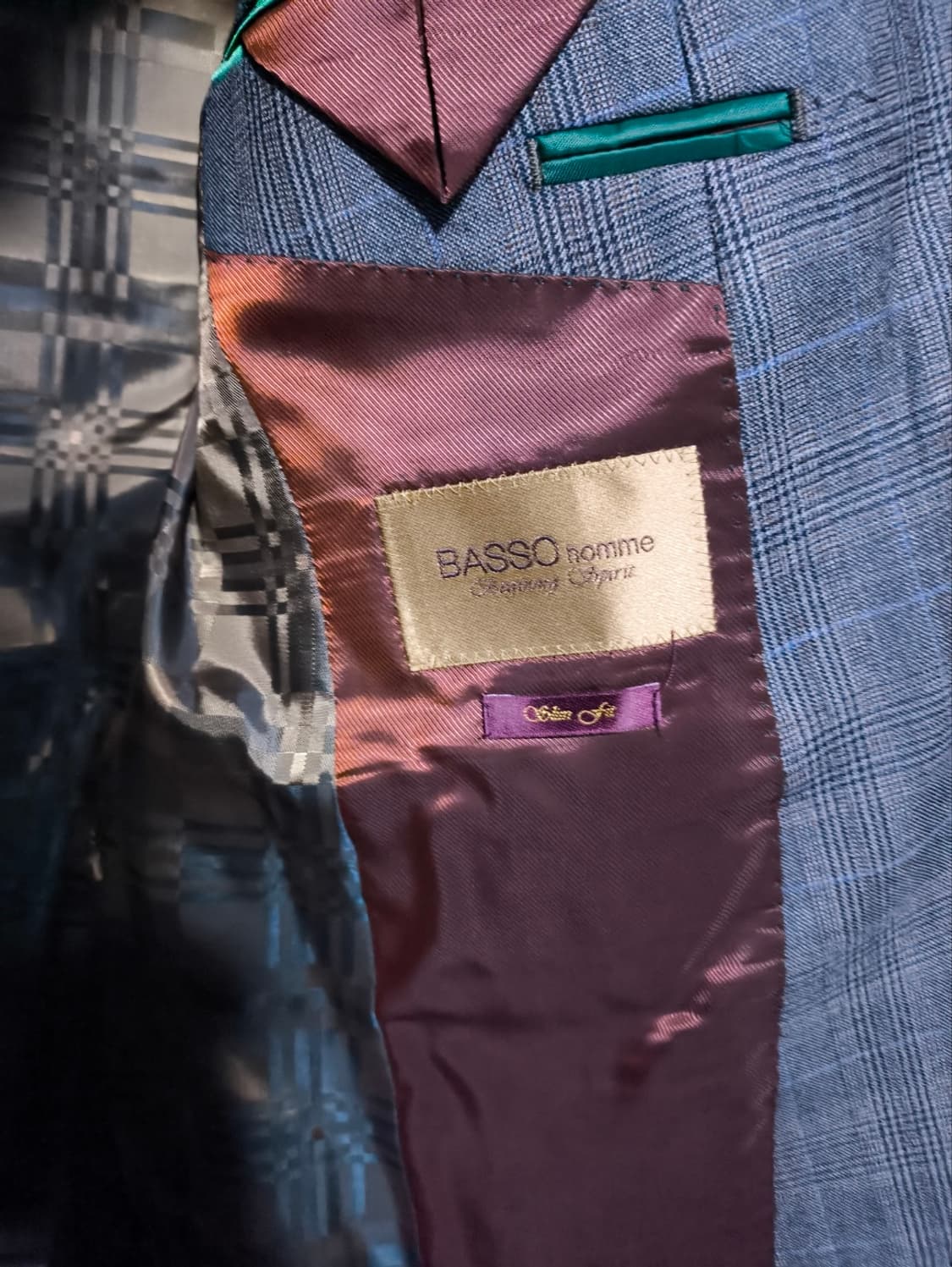 95 바쏘옴므 슬림핏 클래식 체크 정장 수트 세트 상품이미지5