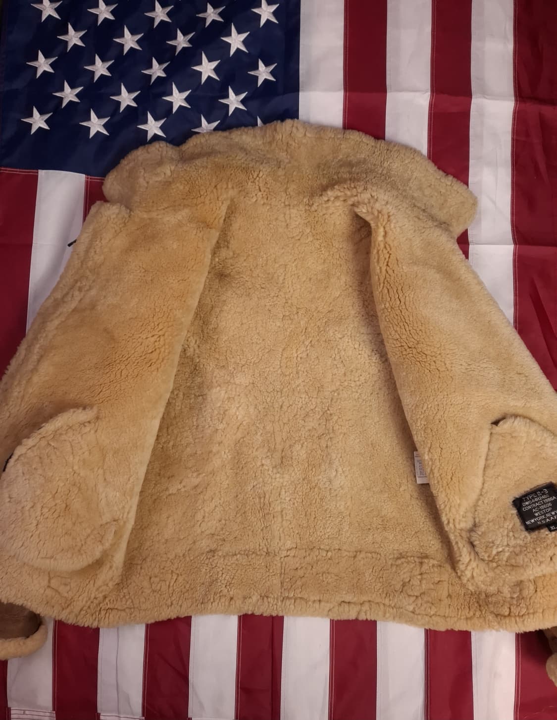 90's 국내산 미공군 B-3 TYPE 리얼레더 항공폭격기 무스탕 상품이미지9