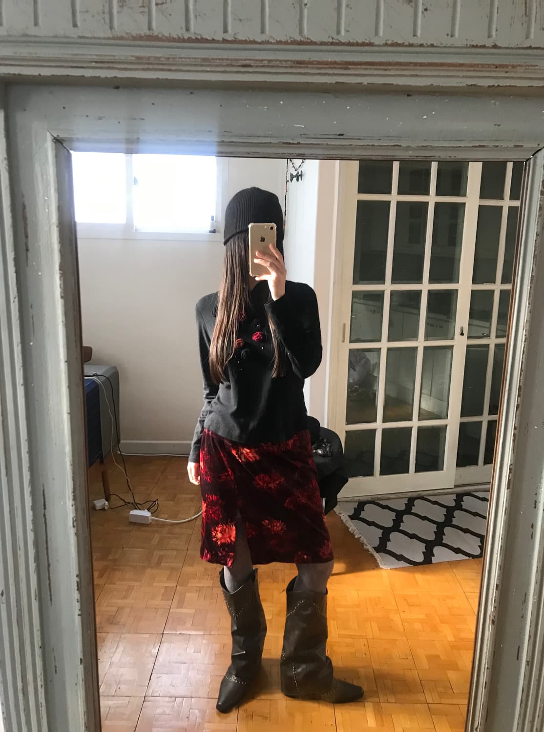 vintage rose black top 상품이미지4