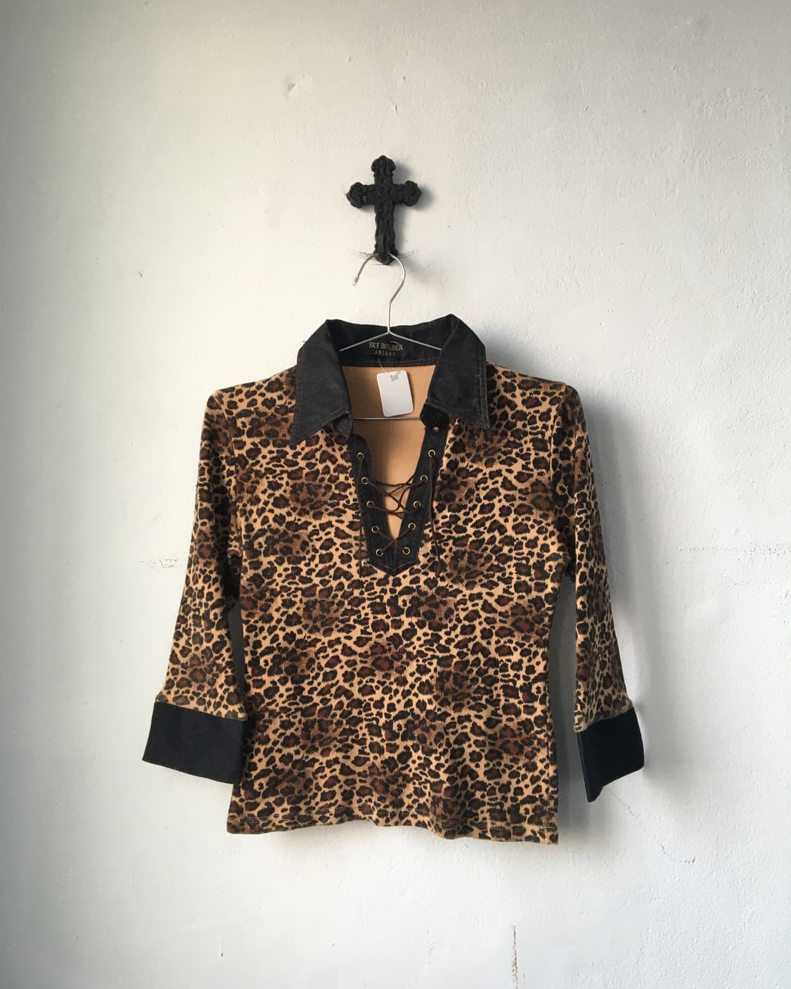 Lace up point leopard pattern pk 상품이미지2