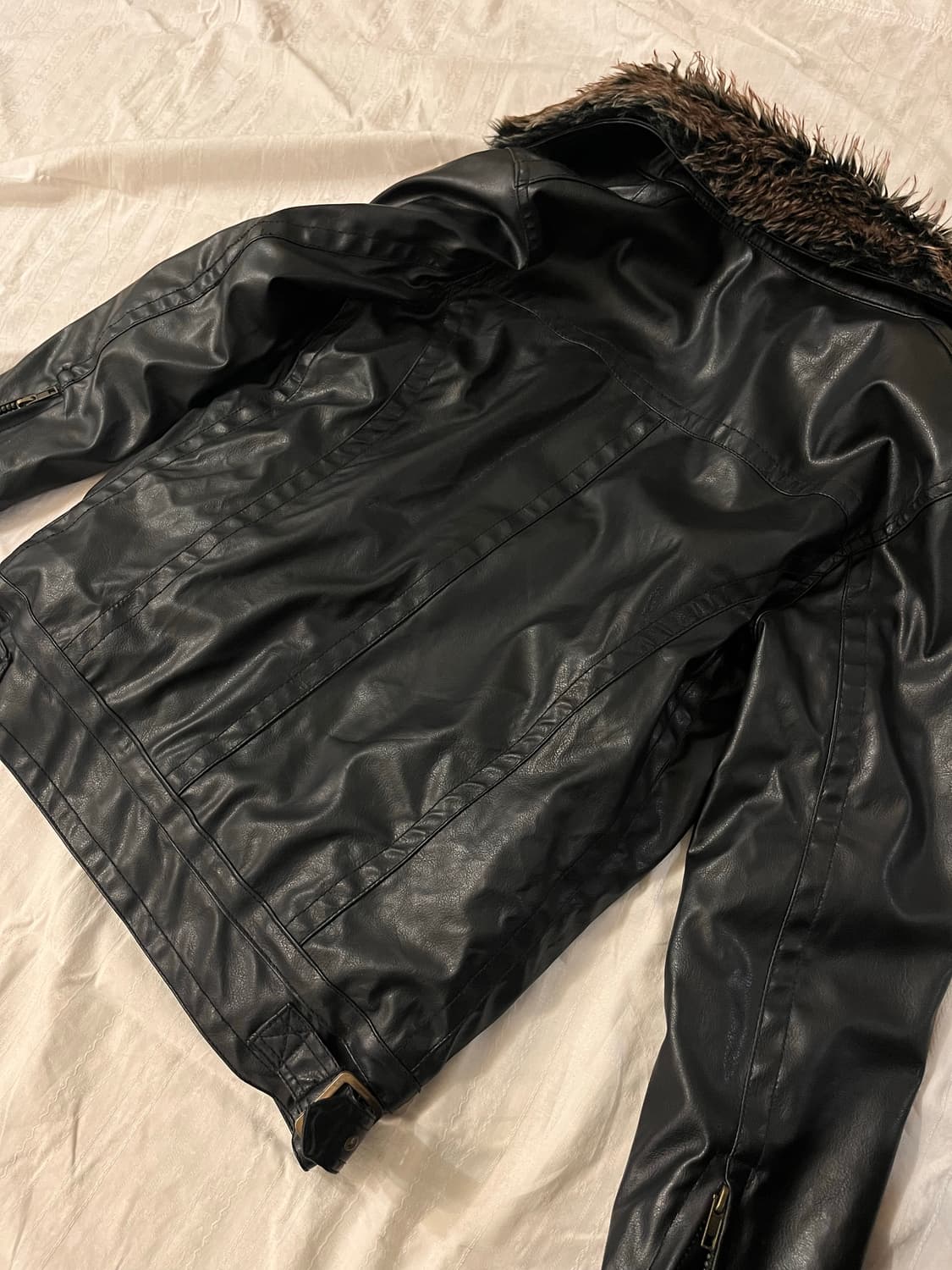 V-kei red fur leather jacket 상품이미지5