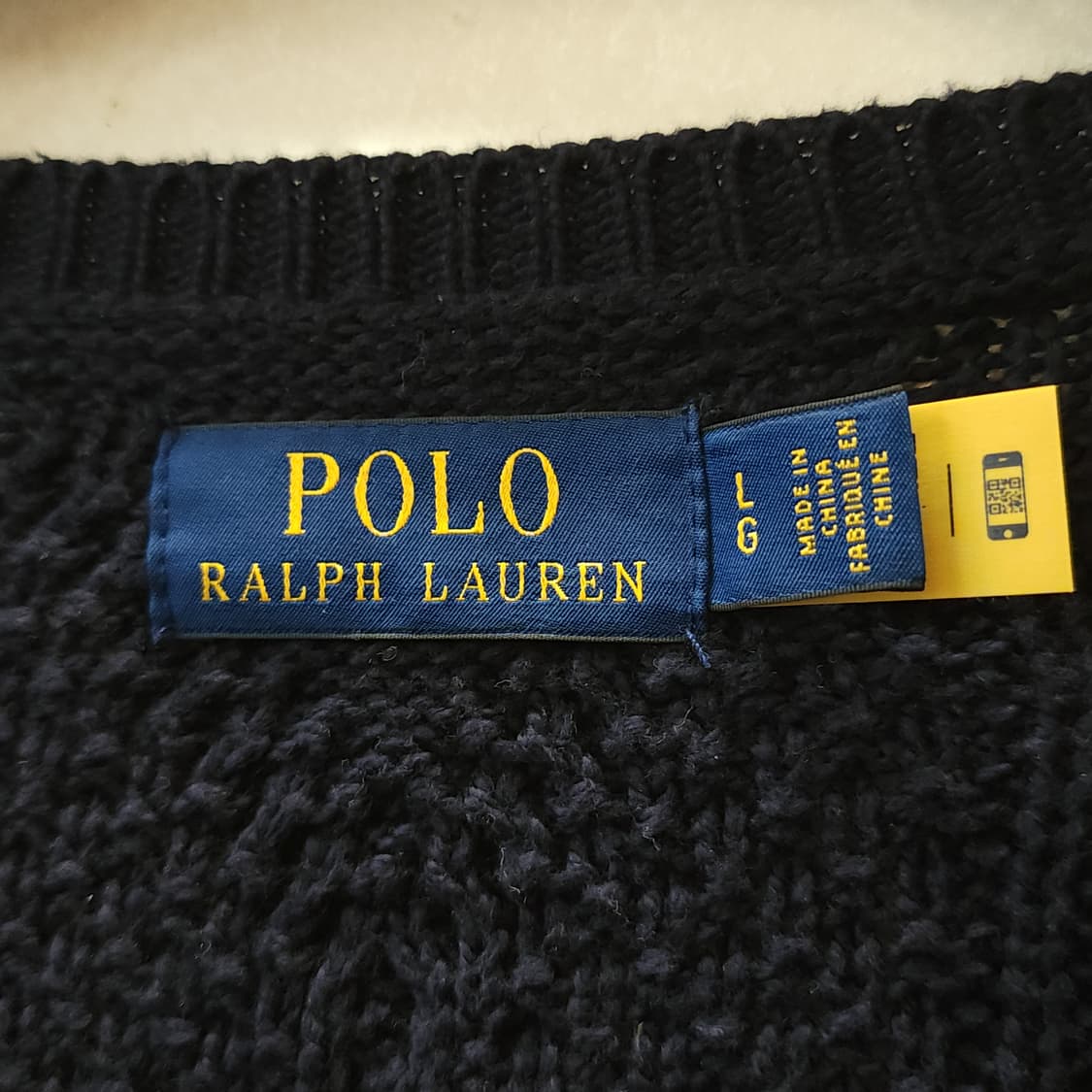 폴로 랄프로렌 코튼 니트 케이블 니트 네이비 L 상품이미지4