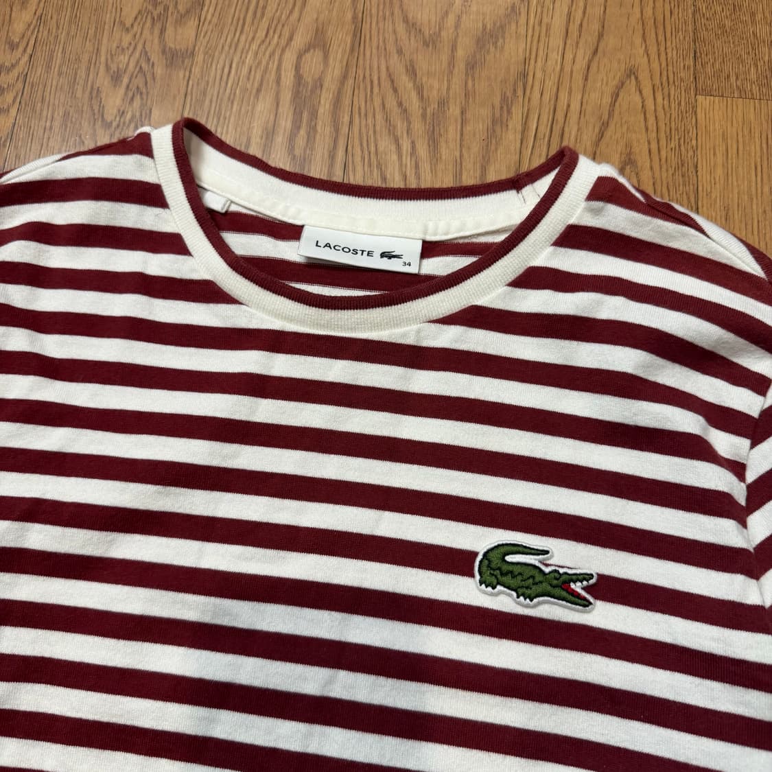 라코스테 (W) 레드 스트라이프 긴팔 티셔츠 상품이미지2