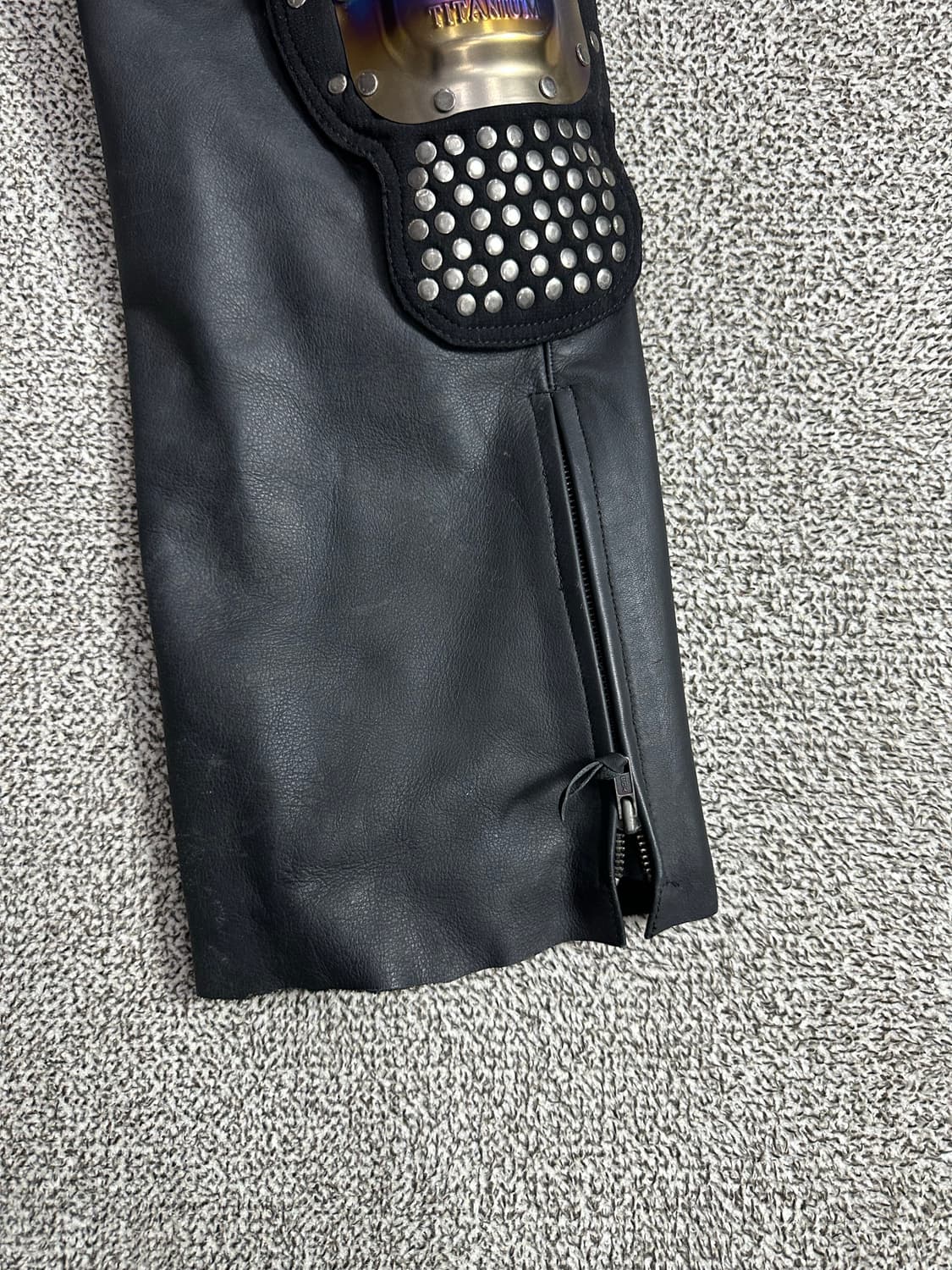 옐로우콘 블랙 가죽 바이크 팬츠 상품이미지6