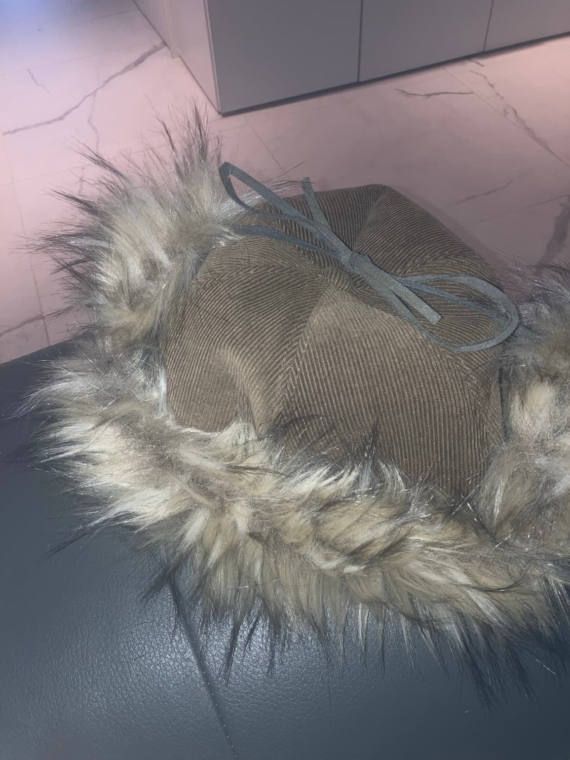 Open YY Fur corduroy earflap cap khaki 상품이미지3