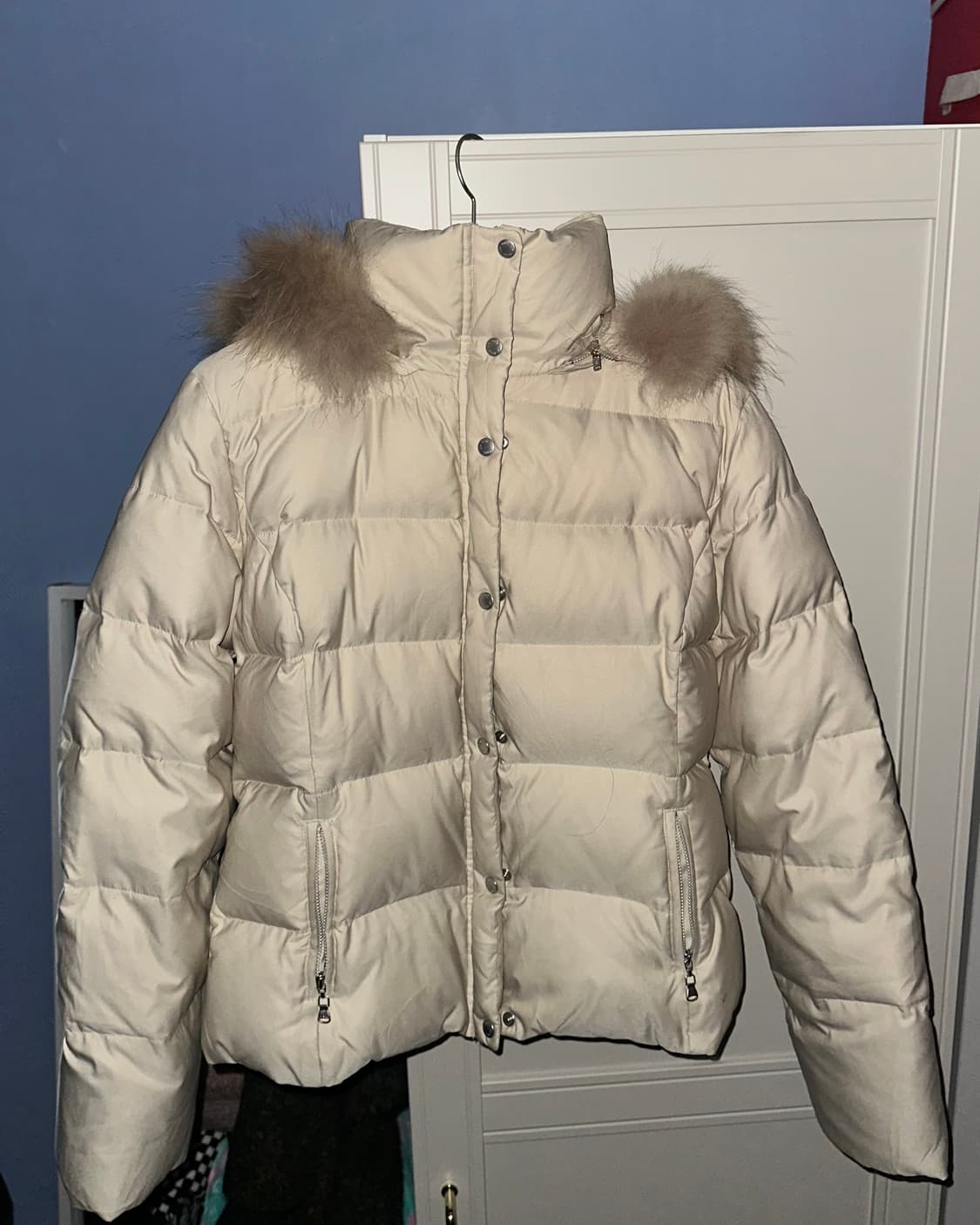 빈티지 베이지 퍼후드 패딩 상품이미지2