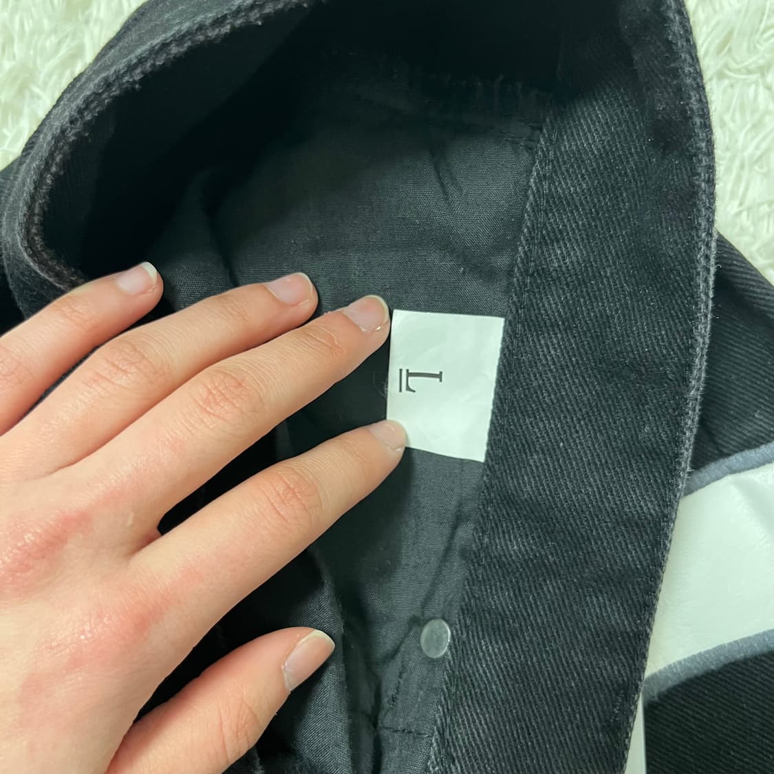 Thug Club black white leather denim pant 상품이미지7