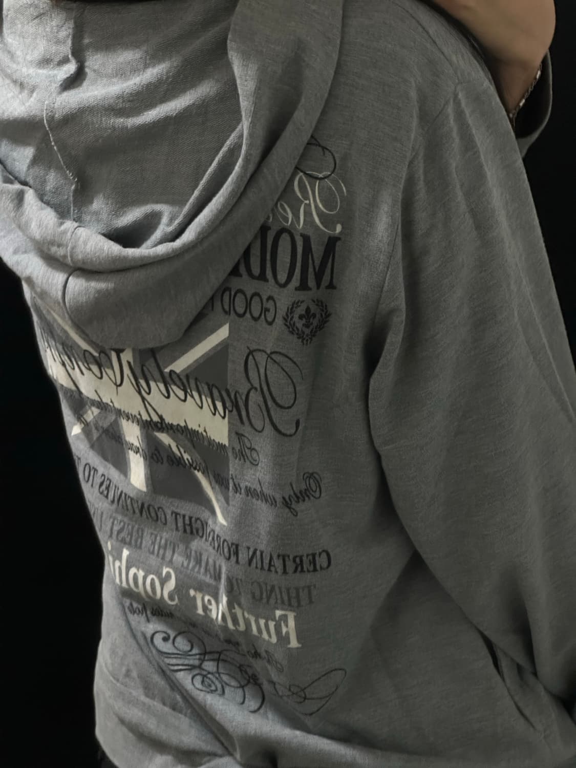 Set- Gray&Black Lettering Hooded Zip-Up 상품이미지6