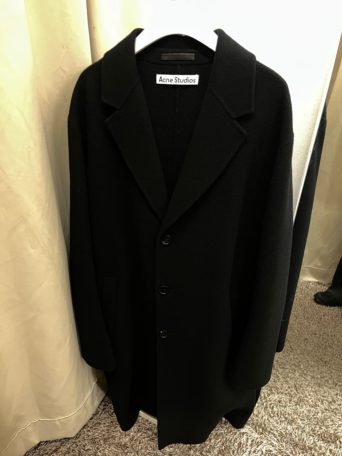 아크네 스튜디오 울 싱글 코트, 블랙 48 상품이미지3