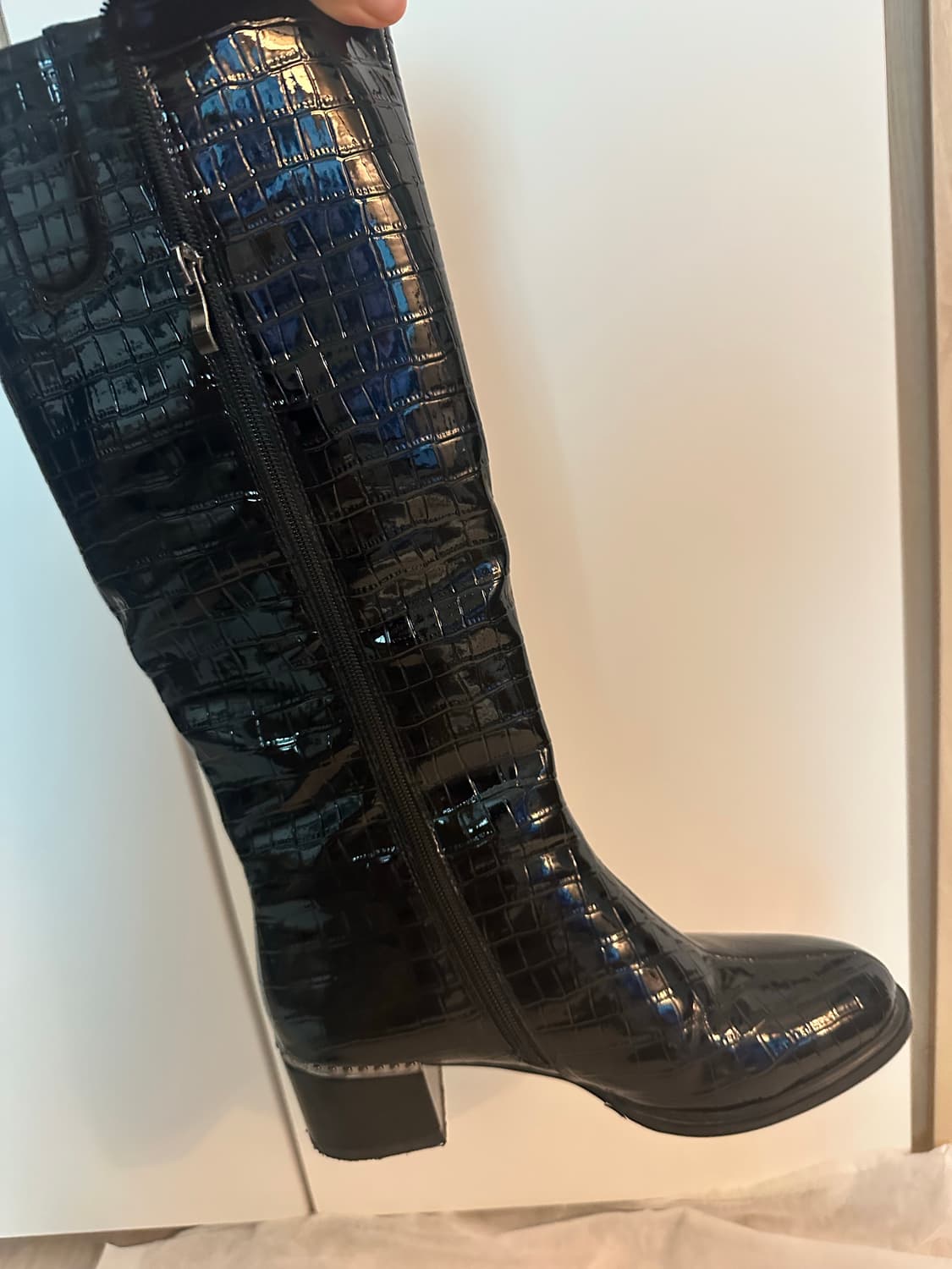 WALISAA 블랙 악어패턴 롱부츠 사이즈 240 상품이미지4