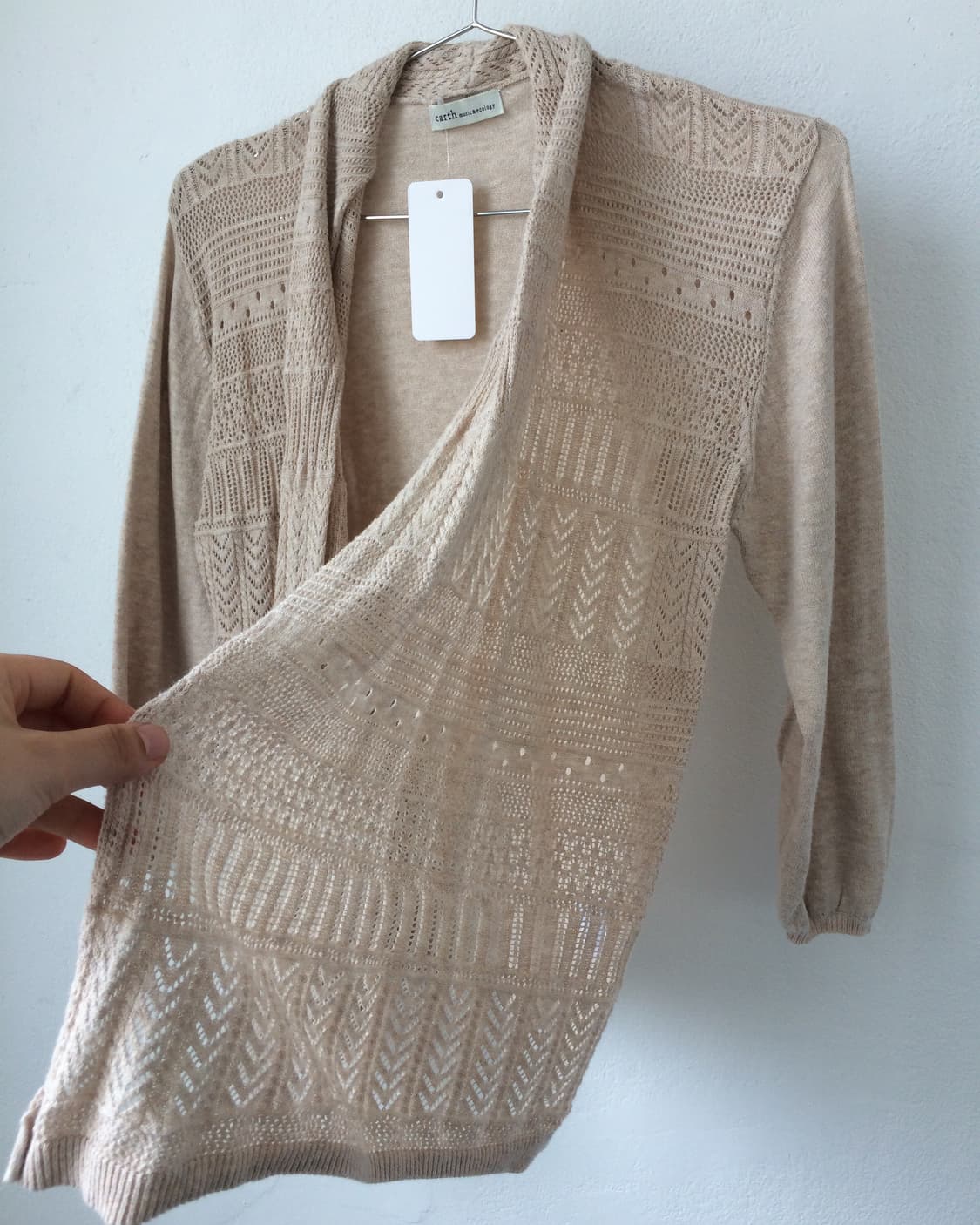 Punching pattern drape open cardigan 상품이미지5