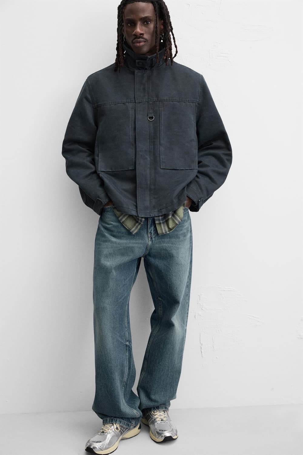 새제품/ ZARA / 왁스 자켓 네이비 상품이미지3